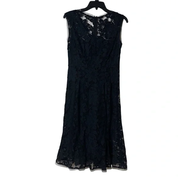 Nanette Lepore Fit & Flare V Neck Black Lace Dress Size 4 - Picture 1 of 7